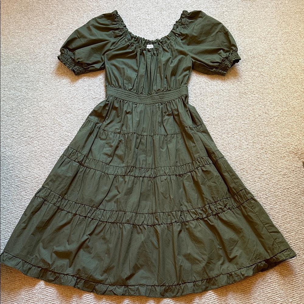 Moon River Army Olive Green Midi Dress Sz S